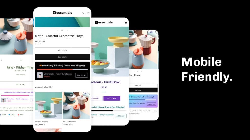 mobile friendly shopify free shipping bar application