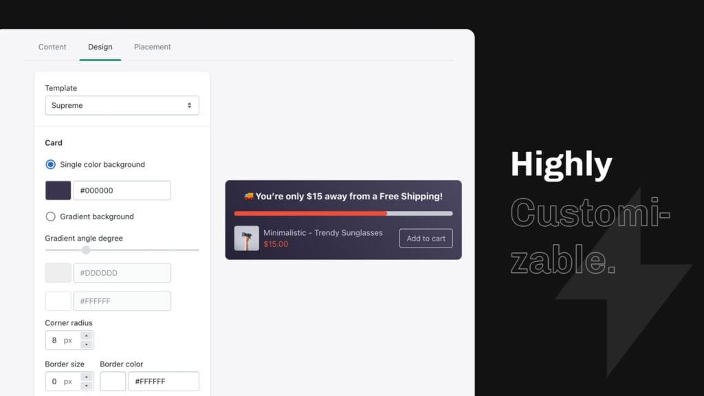 highly customizable shopify free shipping bar application