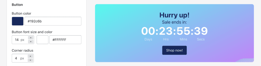 edit shopify landing page countdown timer cta
