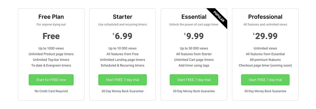 pricing table exapmle