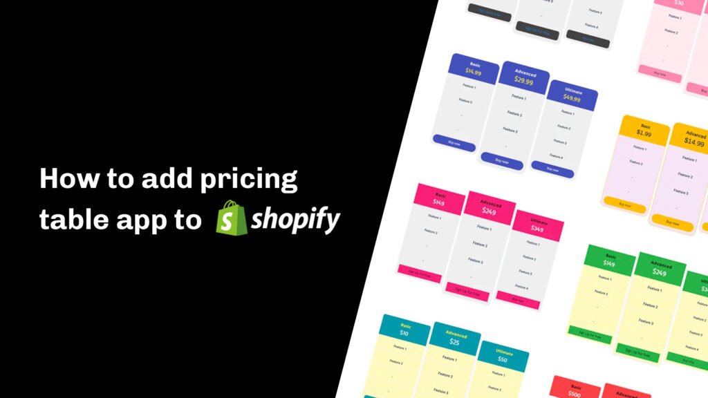 how to add pricing table to shopify
