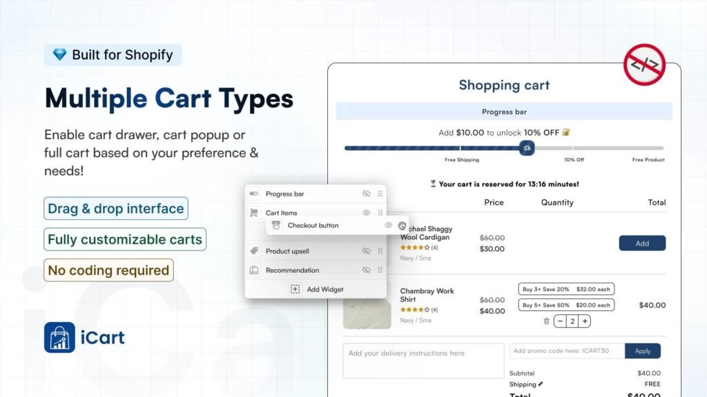 iCart Cart Drawer Cart Upsell