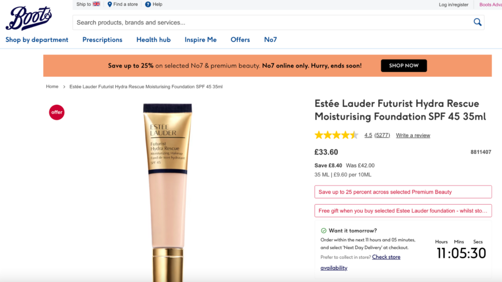 product page countdown timer design