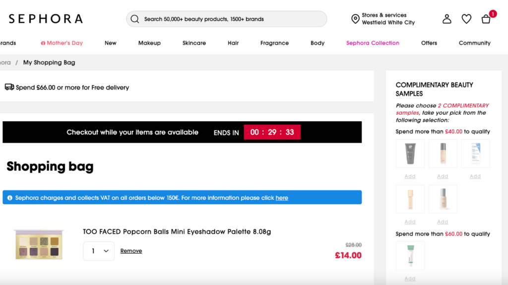 Cart page countdown timer design