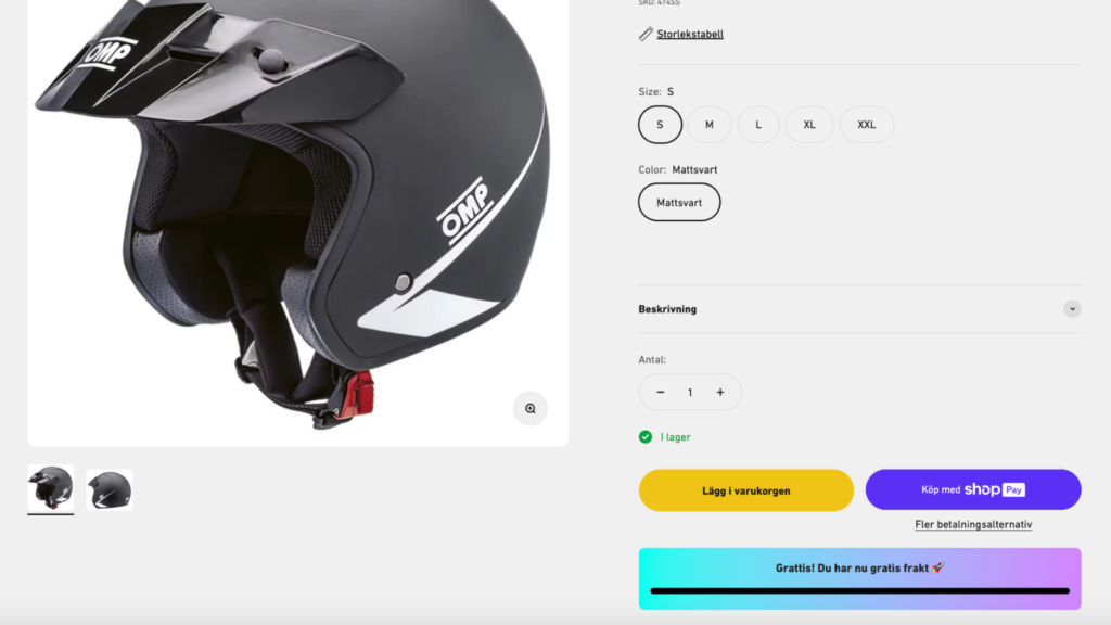 produt page free shipping example