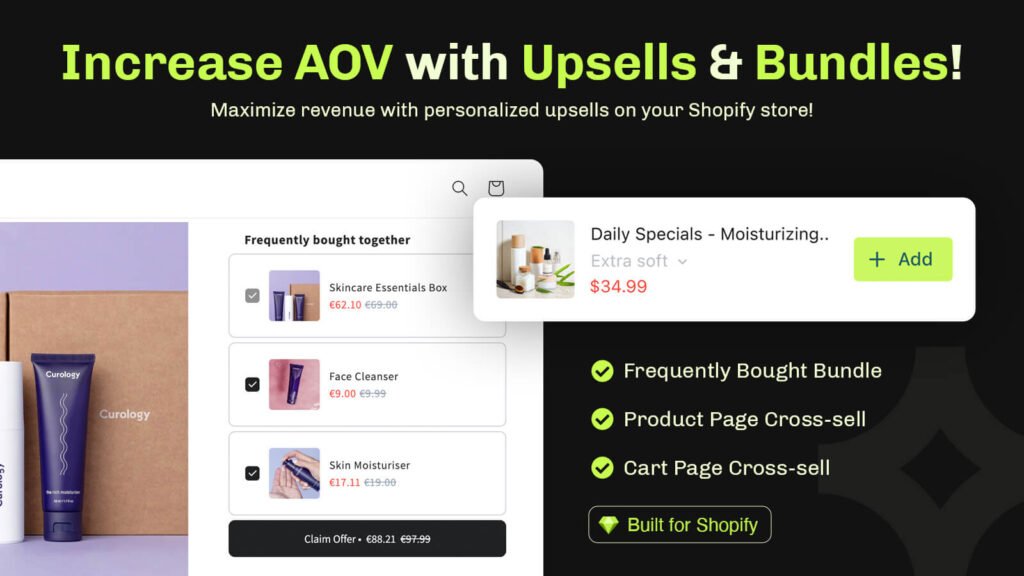 incrase shopify store aov with upsells and frequently bought together shopify app