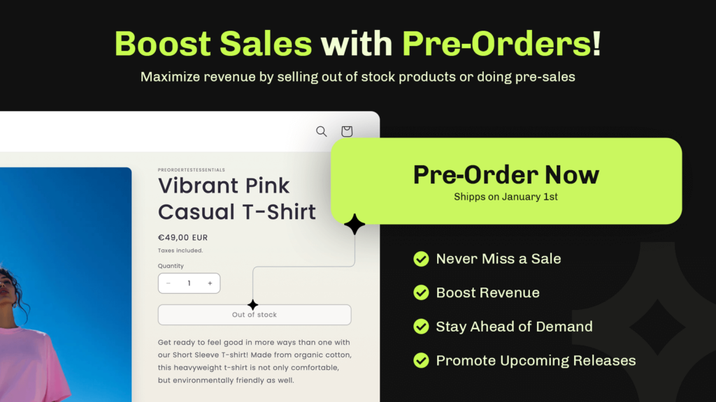 Boost sales and sell out of stock products with Essential Shopify preorder app