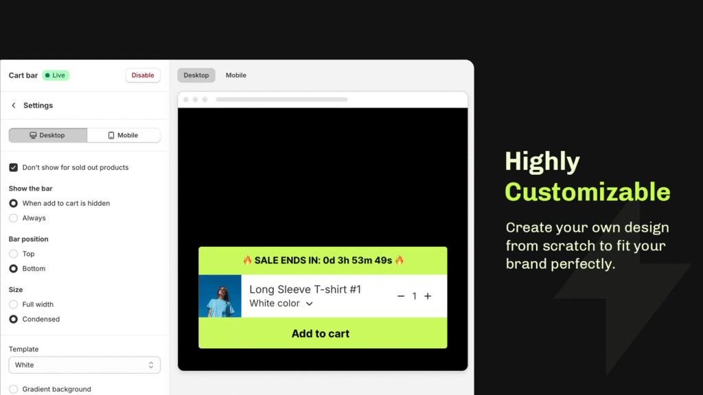 Essential Shopify cart drawer app is highly customizable