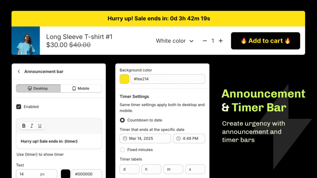 Essential shopify cart drawer app with announcement and timer