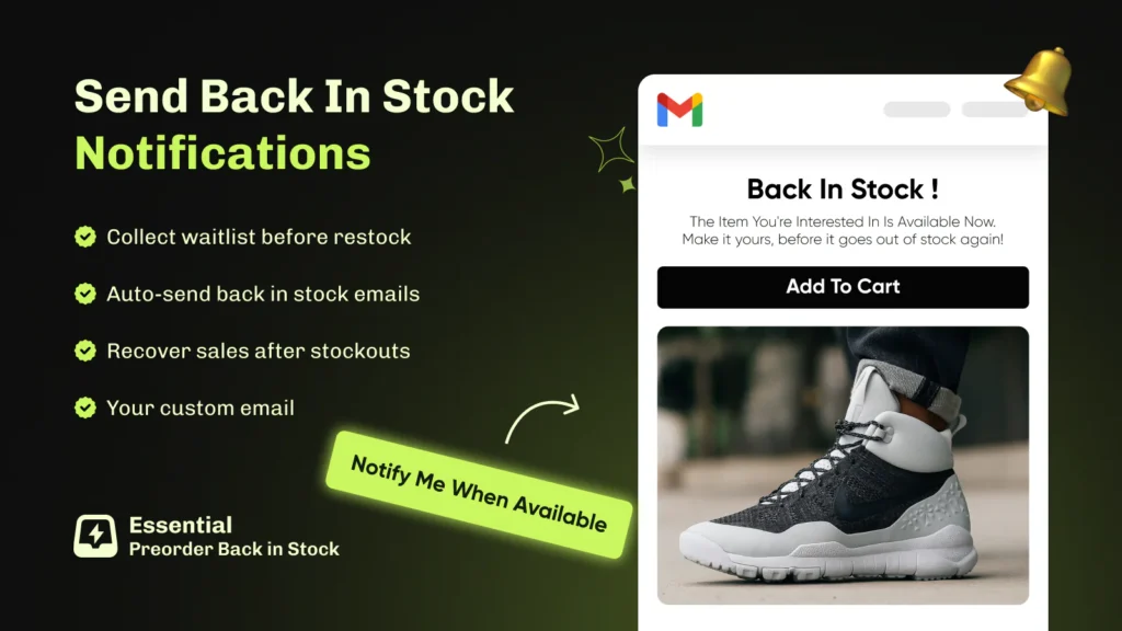 back in stock notifications shopify