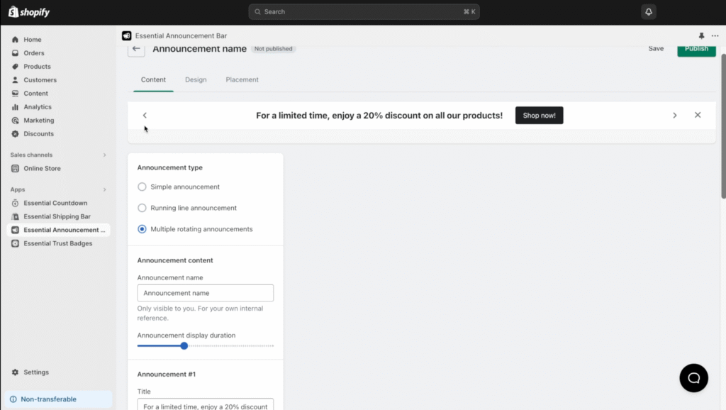 how to edit announcement bar shopify